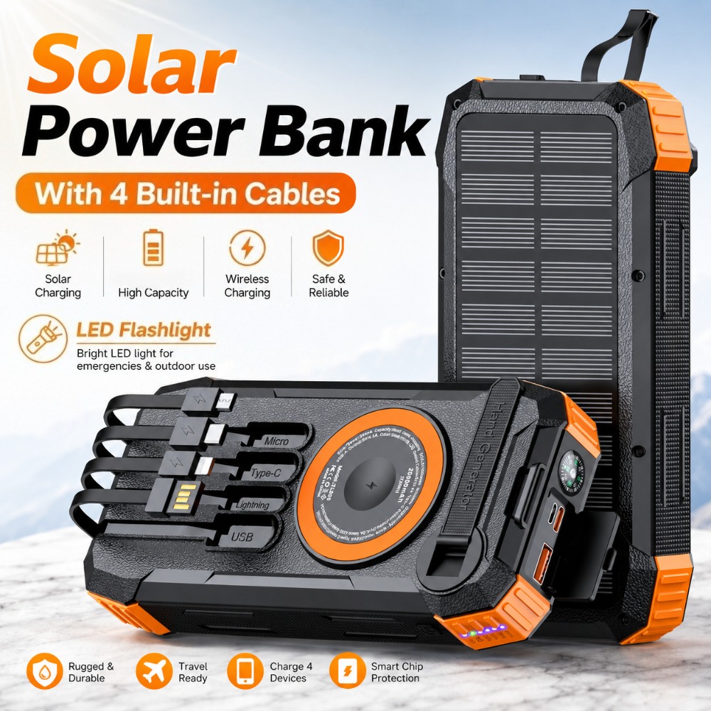 Solar Emergency Charger - Novo Carregador Solar Portátil de 50000mAh