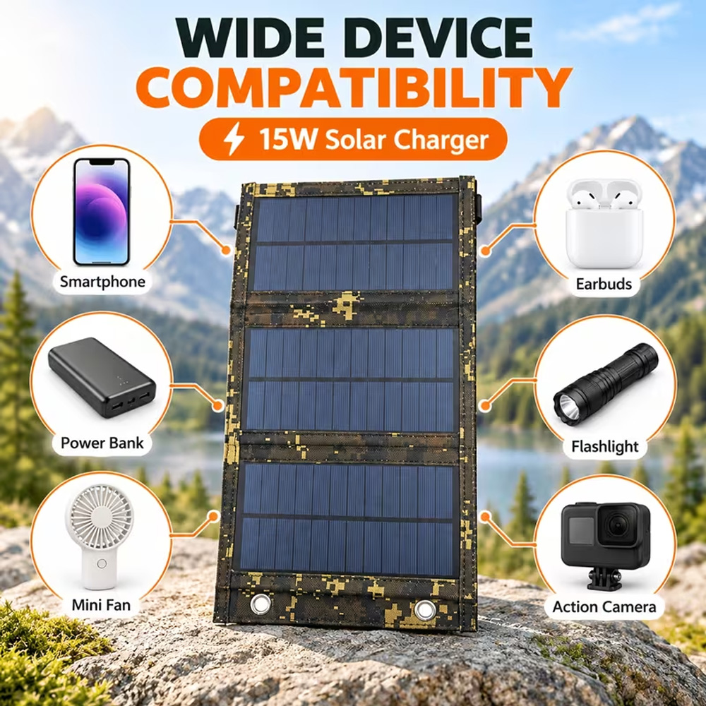 Painel solar dobrável de 5V co - Solar Emergency Charger avaliação e preço