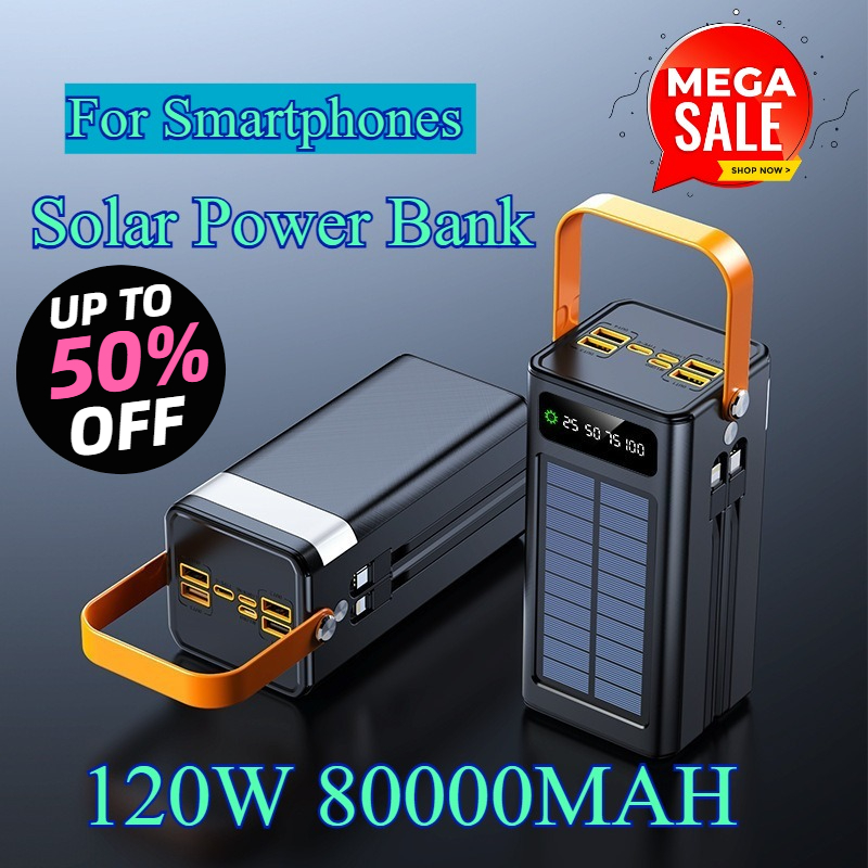 Power Bank Solar de 80000mAh 1 - Solar Emergency Charger avaliação e preço